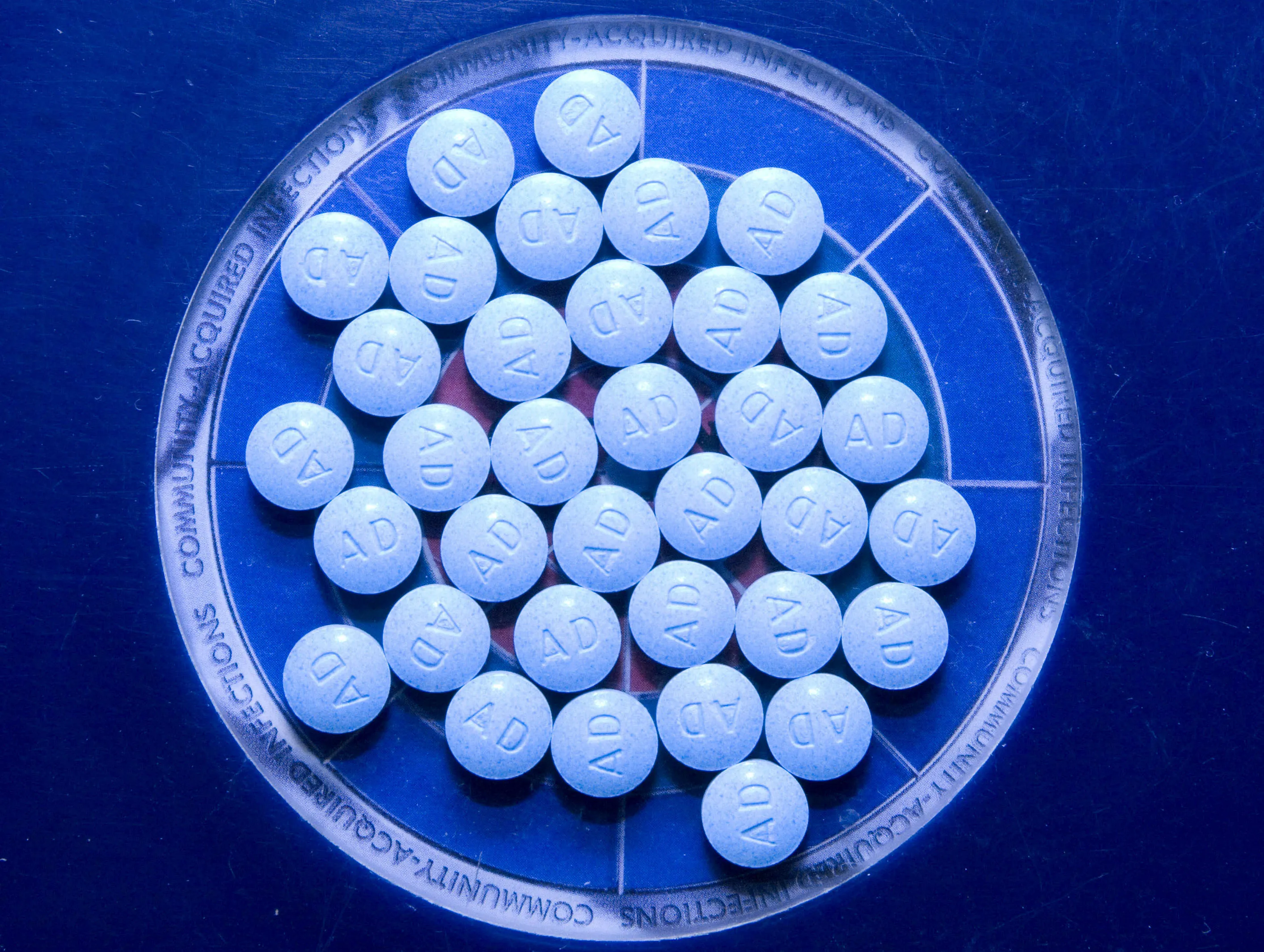 Ten milligram tablets of Adderall.