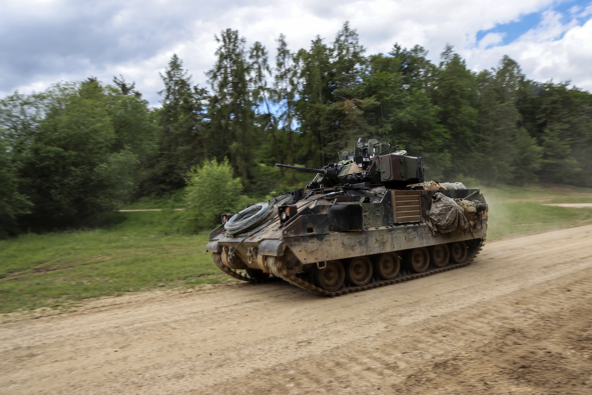 A US Army M2 Bradley infantry fighting vehicle during a training exercise in Germany in June. 