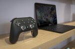 The Stadia game controller&nbsp;displayed in the Google Play Space at CES 2020 in Las Vegas.