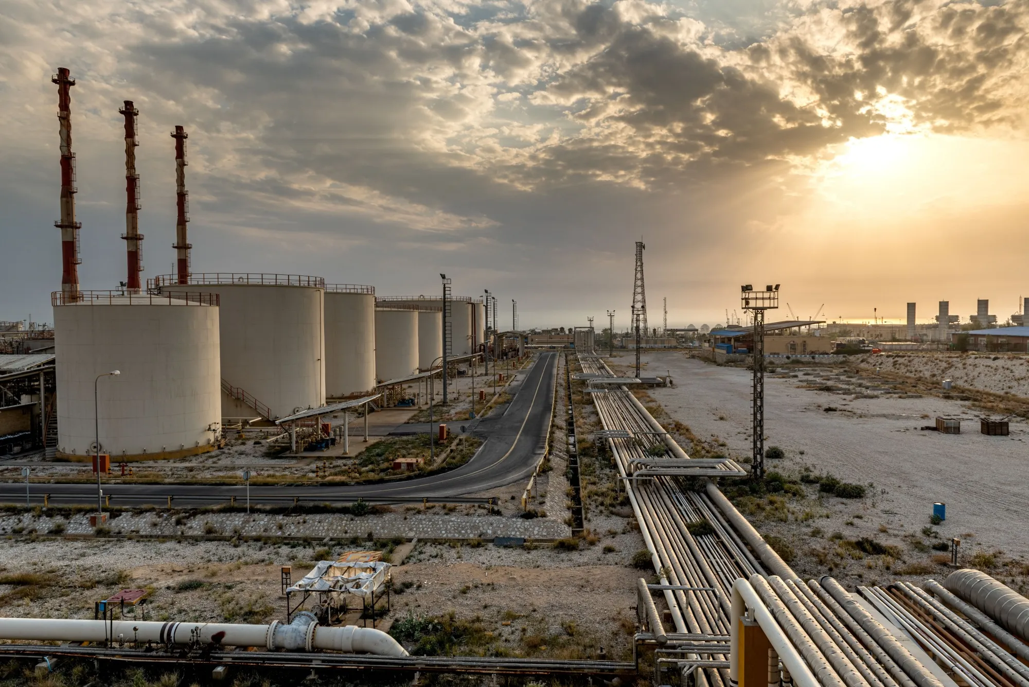 Oil storage at a refinery&nbsp;in the Persian&nbsp;Gulf in Iran.