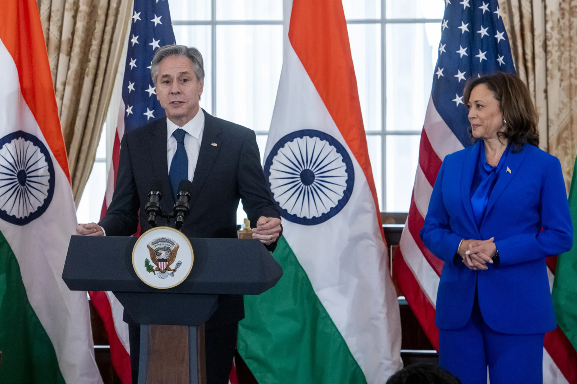 Antony Blinken and&nbsp;Kamala Harris in&nbsp;2023.&nbsp;
