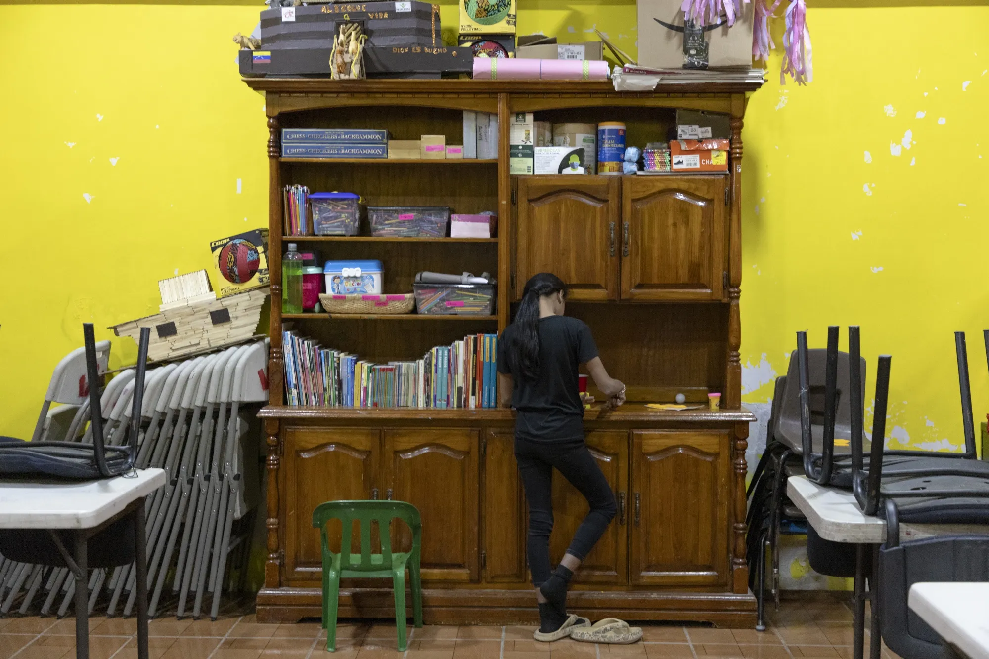 A playroom for children at the migrant shelter, where teachers sent by UNICEF used to come twice a week, in Ciudad Juárez.