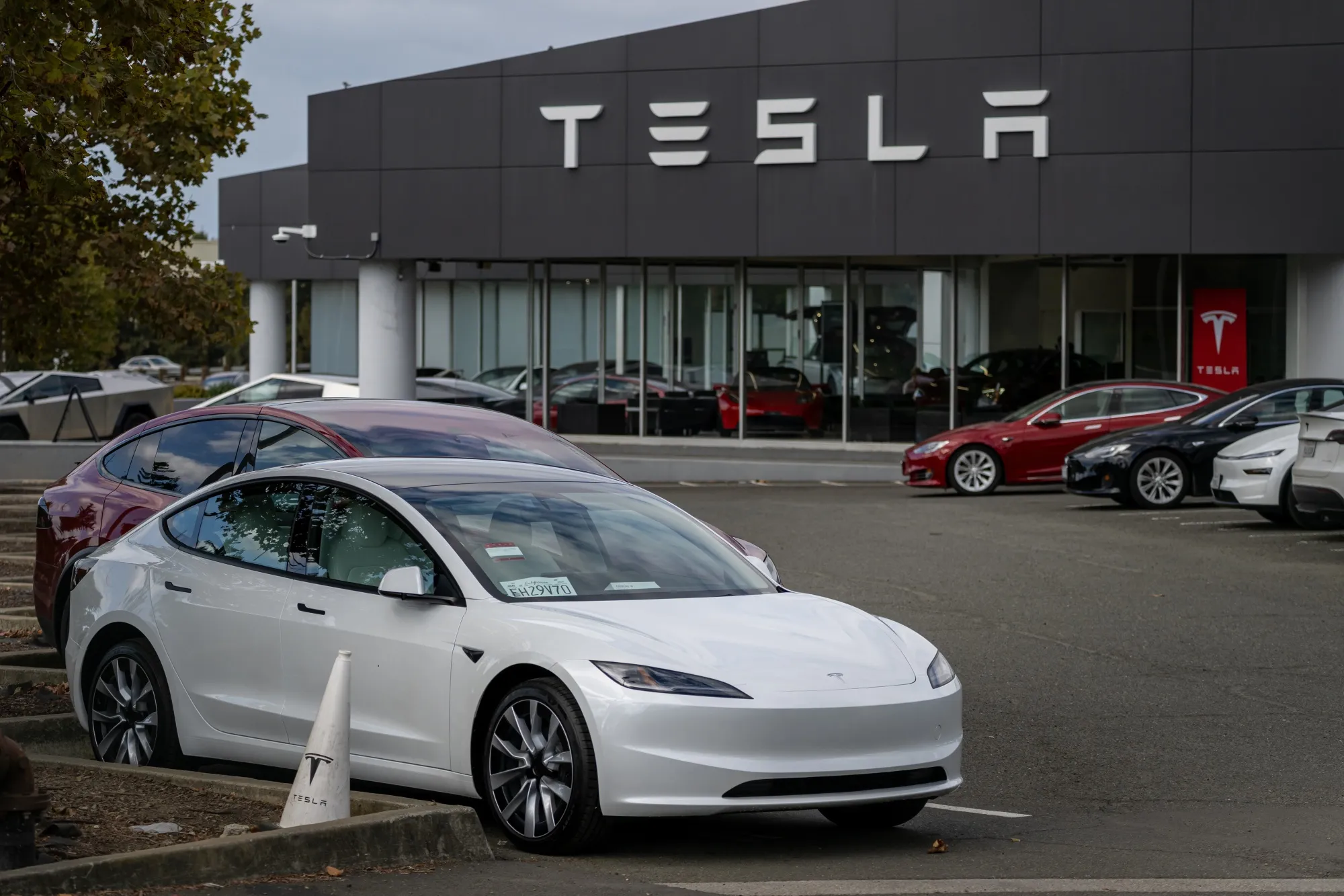 A Tesla vehicle at the company's store in Vallejo, California.