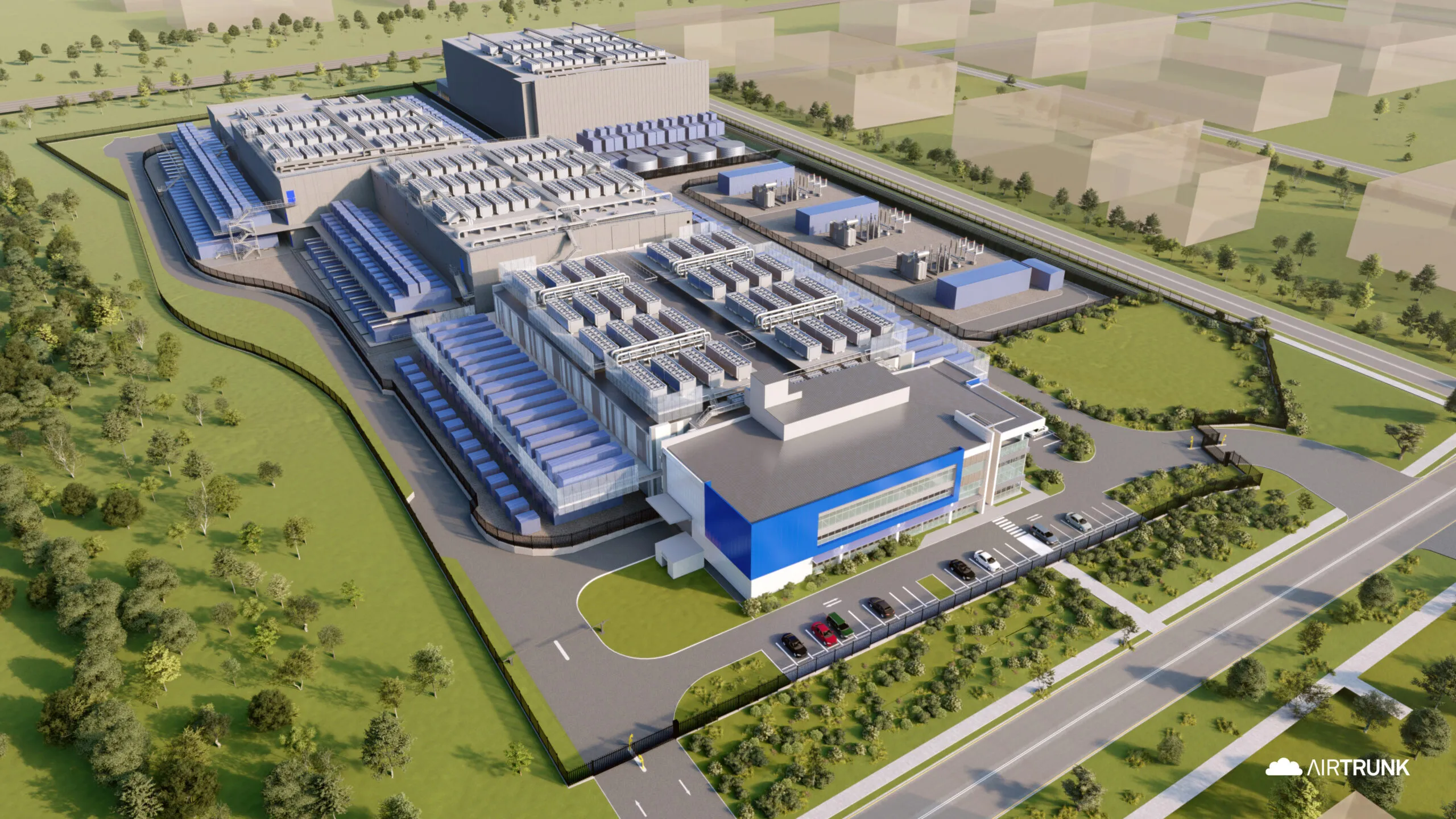 Rendering of one of AirTrunk’s data centers in Sydney.