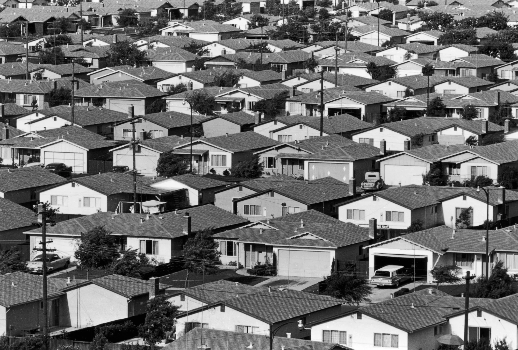 New suburban homes in San Jose, California, circa 1963, when the state was engaged in debate over housing segregation led by its powerful real estate industry.&nbsp;