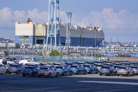 Vehicles at Yokohama Port Ahead of Trade Figures