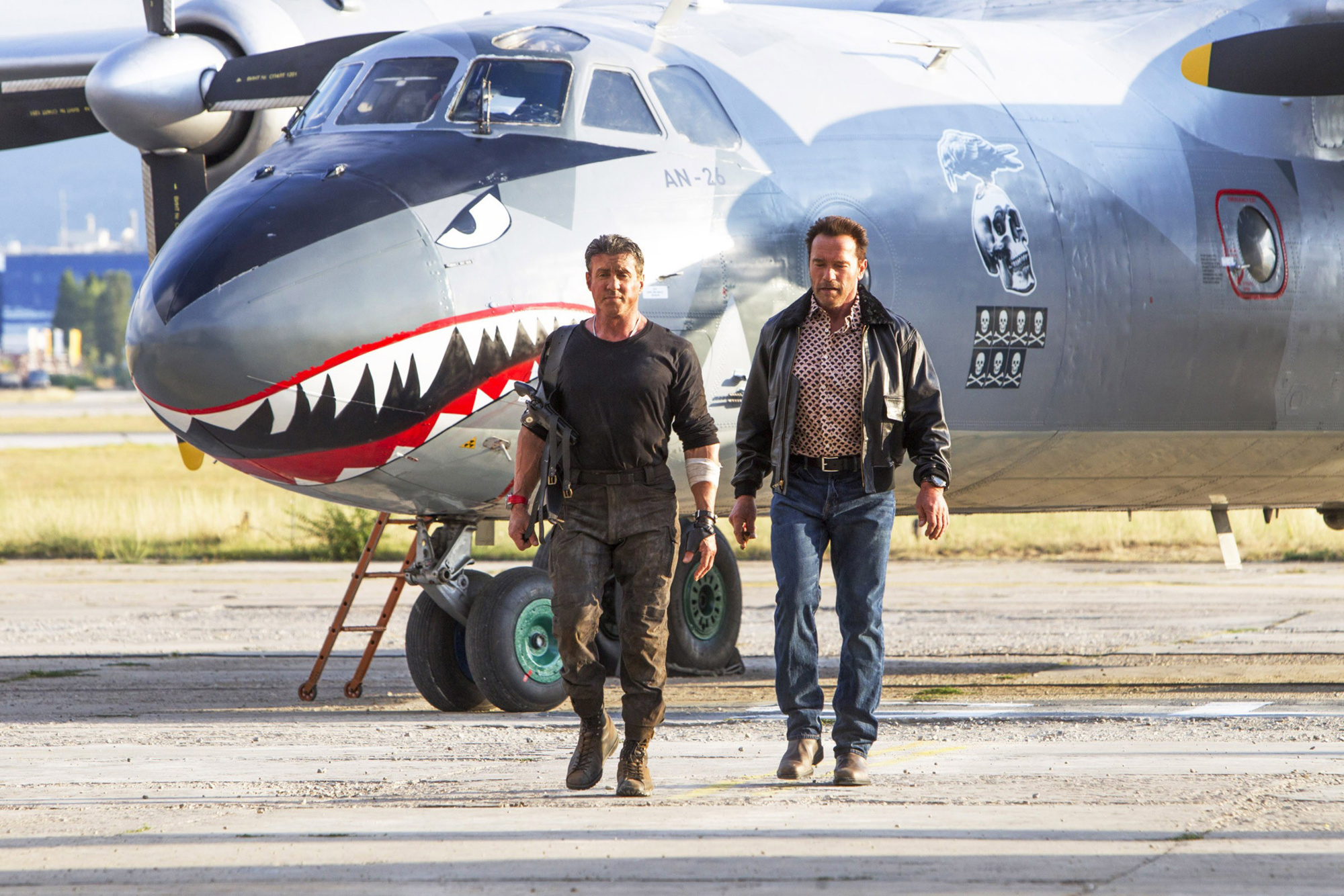 Sylvester Stallone and Arnold Scwarzenegger star in The Expendables 3
