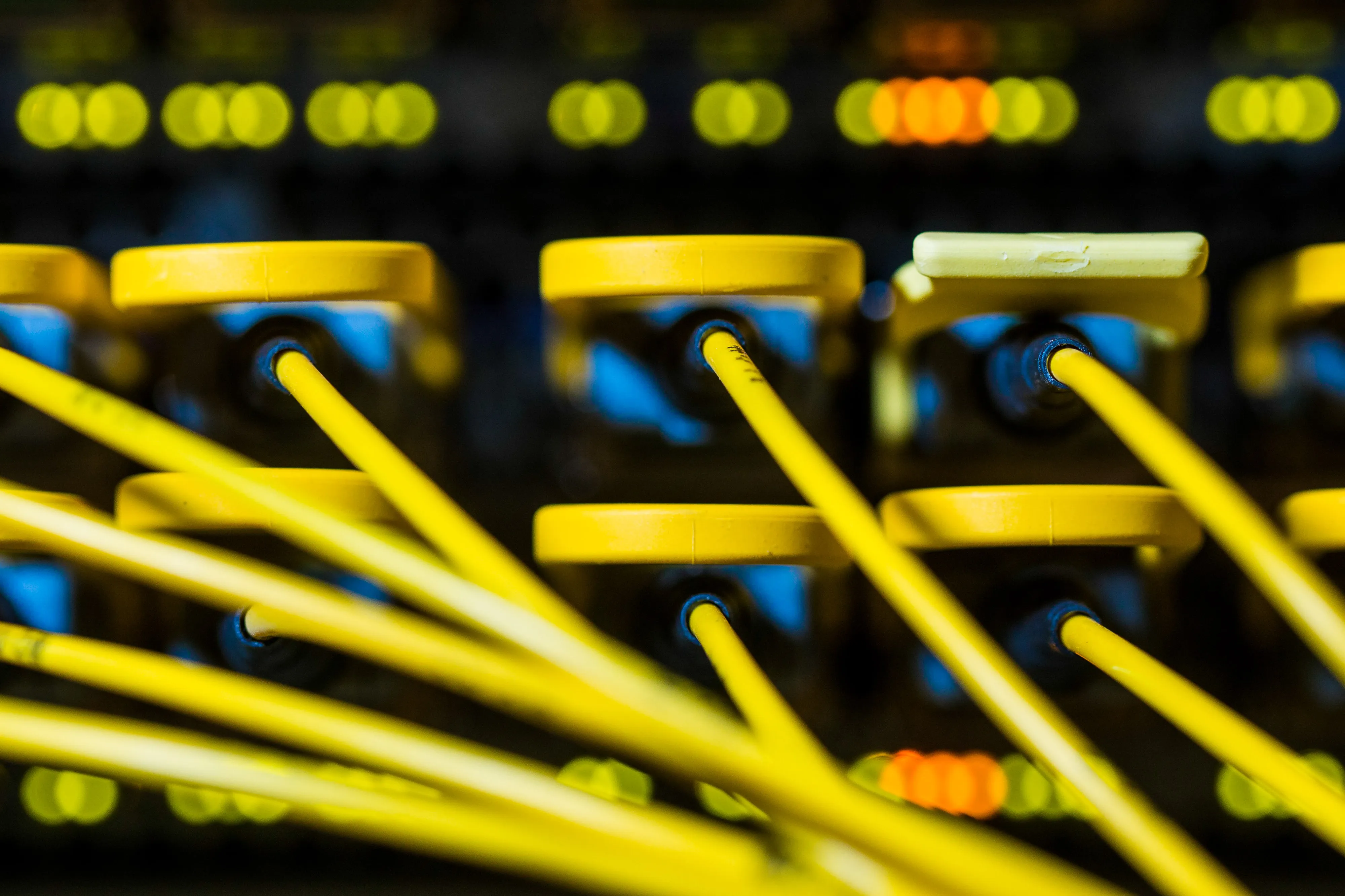 High End Data Cables Feed Into Servers