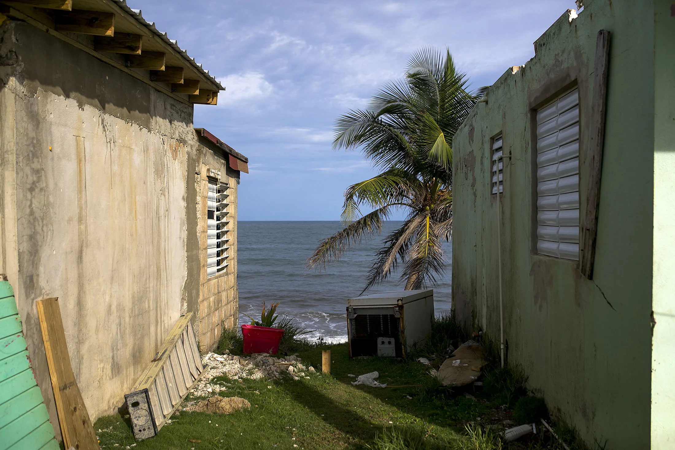 Homes destroyed by the strong swell caused by Hurricane Maria in Yabucoa, Puerto Rico.