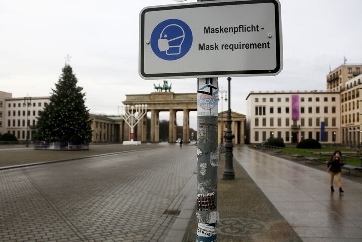 The Brandenburg Gate during lockdown in Berlin.