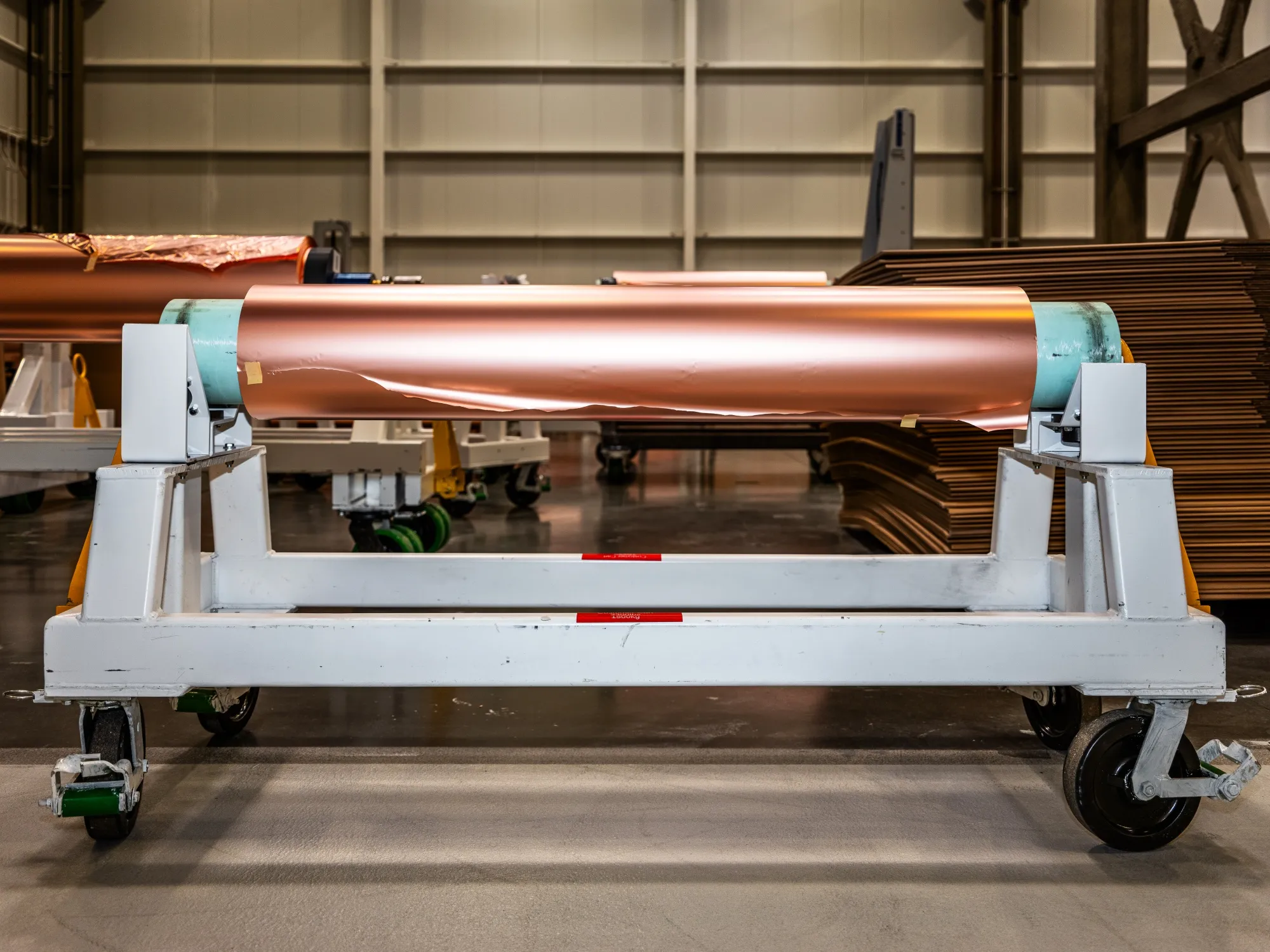 A roll of copper foil&nbsp;at the Redwood Materials battery components facility in McCarran, Nevada.