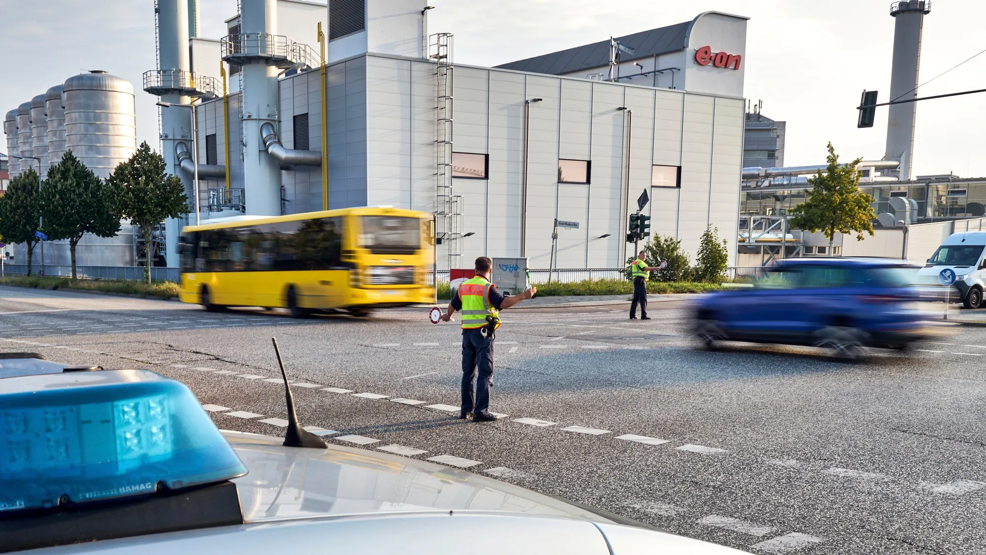 Traffic police officers regulate traffic following a power outage in Berlin, on Sept. 10.