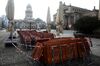 A closed restaurant terrace on Gendarmenmarkt in Berlin.