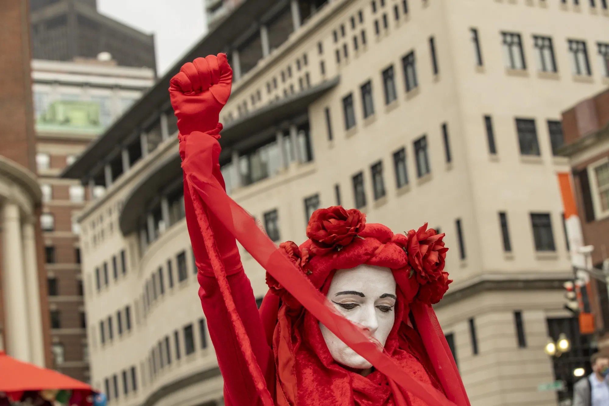 Demonstrators during a die-in for climate change in Boston, Massachusetts, US, on Tuesday, July 5, 2022.&nbsp;