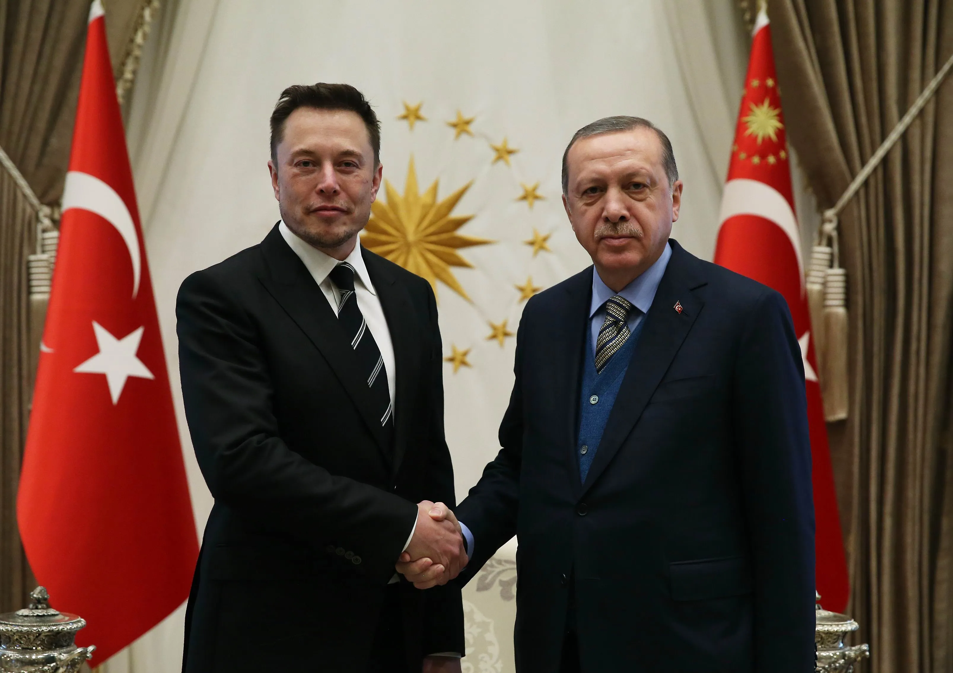 Elon Musk and Recep Tayyip Erdogan in 2017.&nbsp;