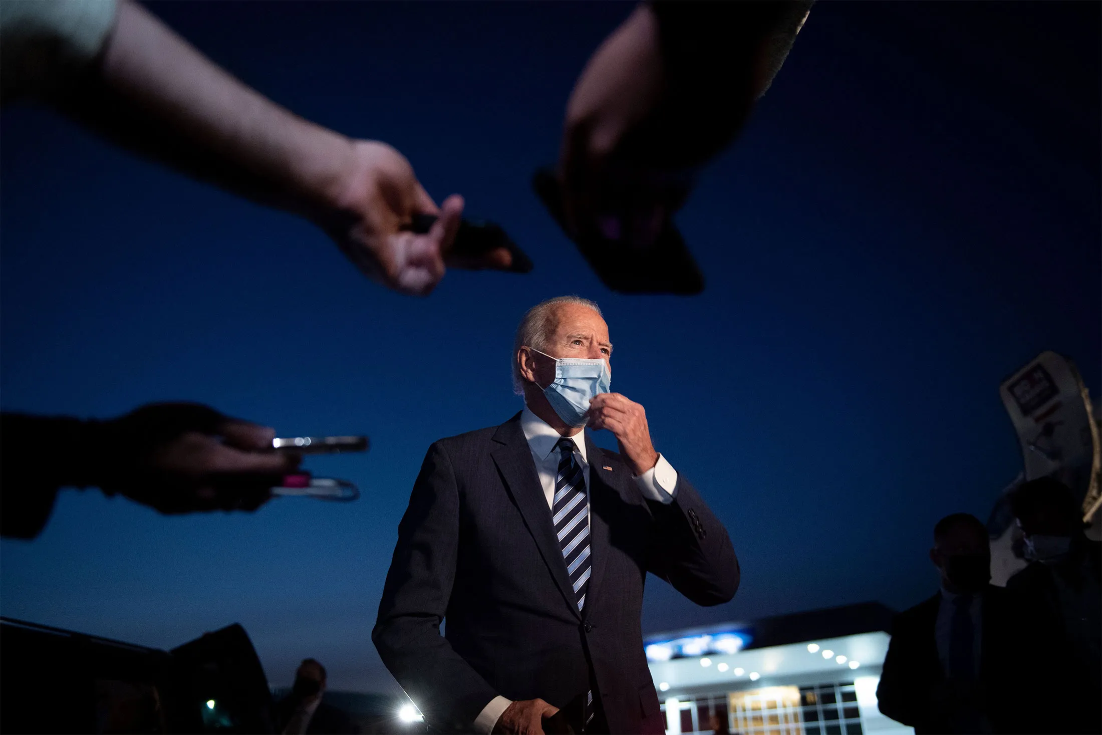 Joe Biden speaks to the media before boarding his plane&nbsp;in Hagerstown, Maryland, on Oct. 6.