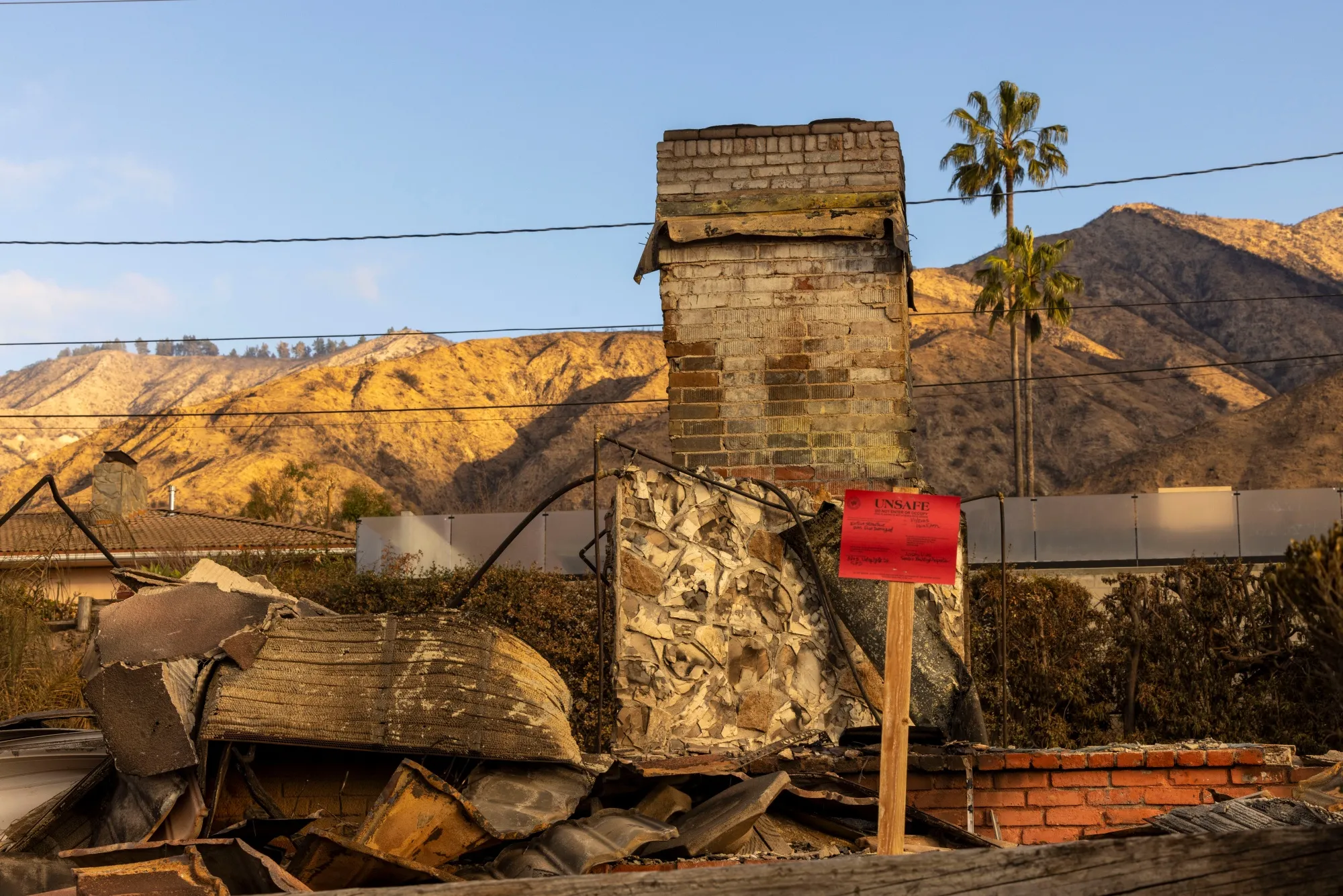 A&nbsp;home destroyed by the Eaton Fire in Pasadena, California.
