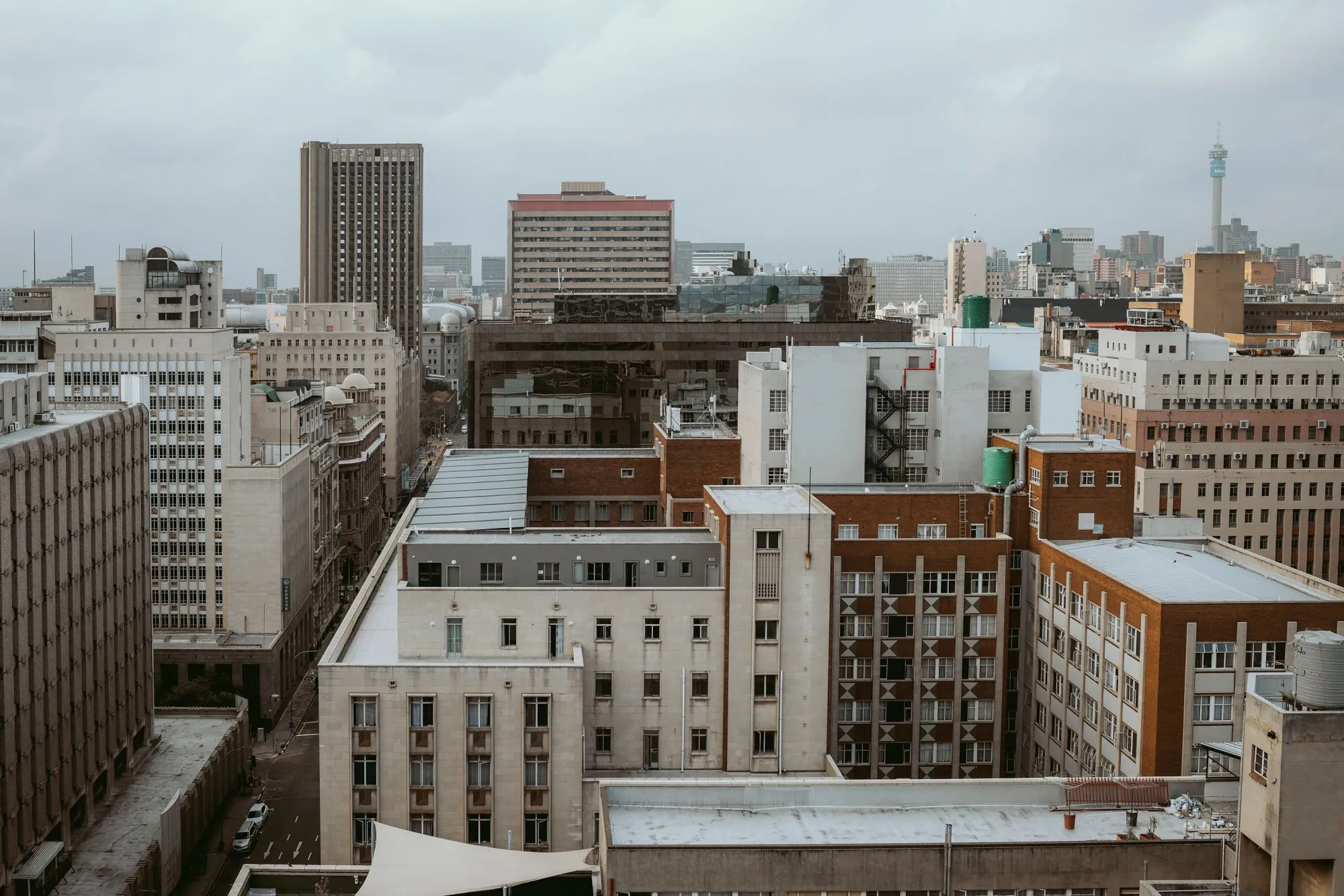Rooftops on the city skyline&nbsp;in Johannesburg, South Africa.