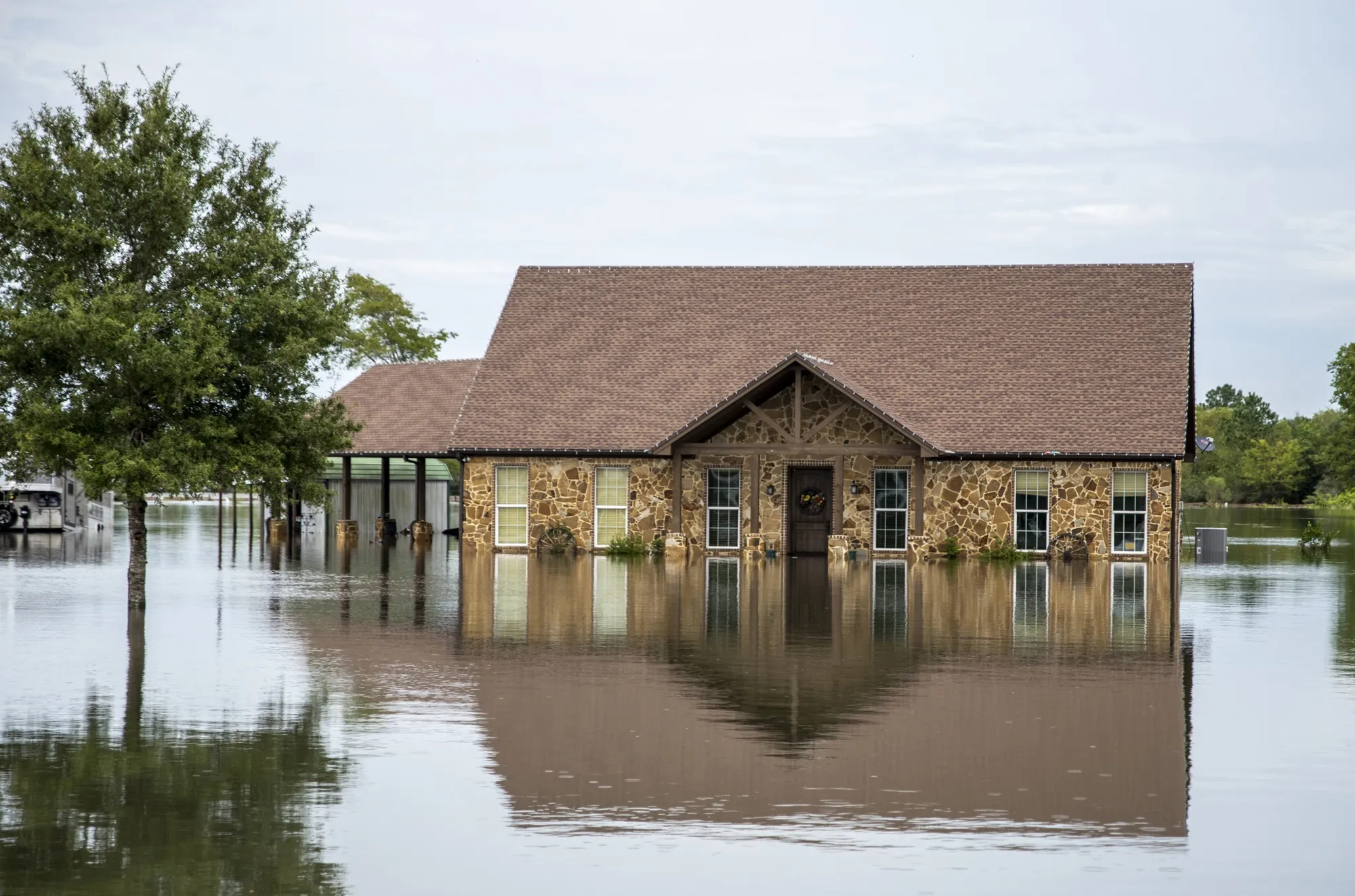 Floodwaters surround&nbsp;a home following Tropical Storm Imelda in Fannett, Texas, Sept. 20, 2019.&nbsp;