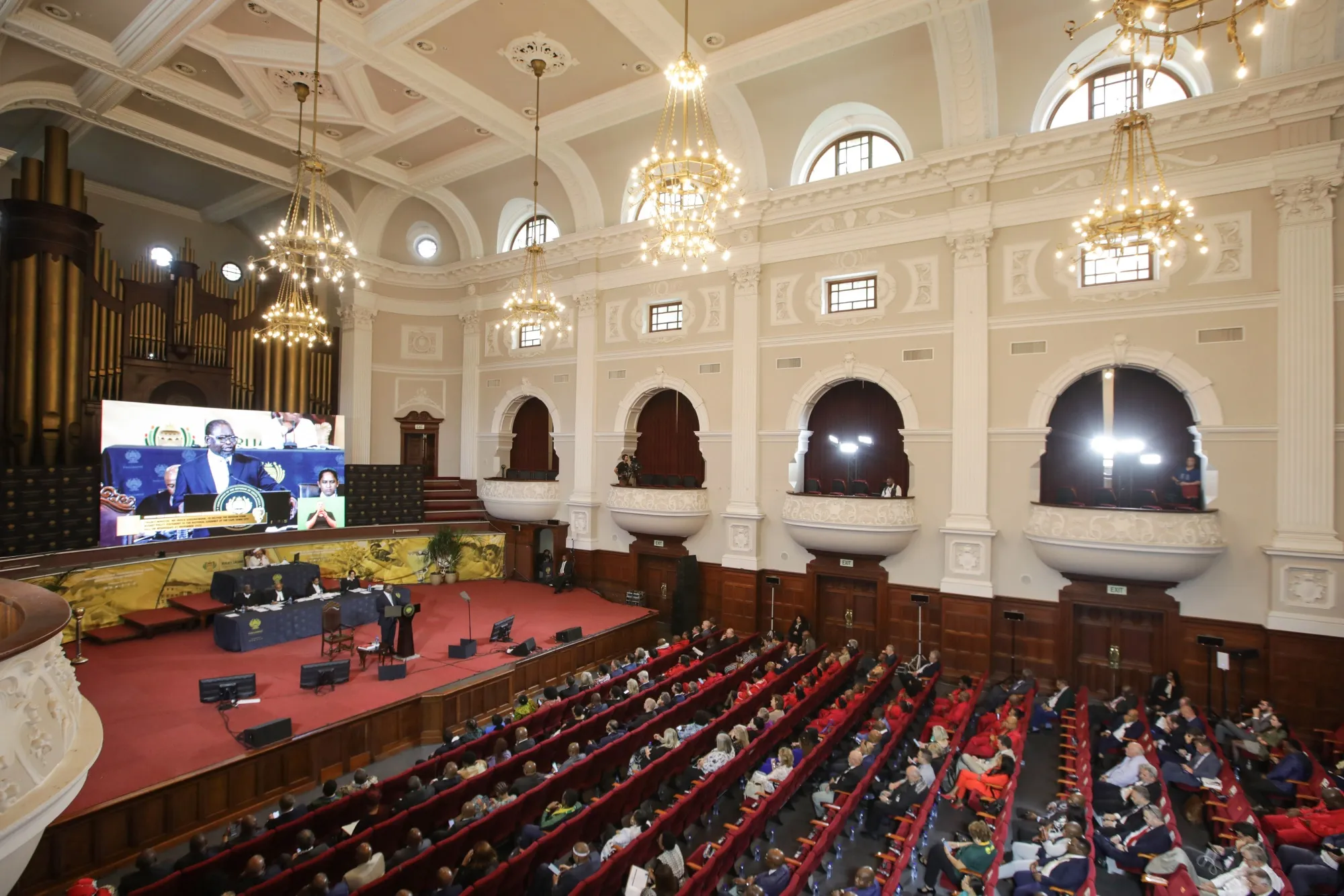 South African Finance Minister&nbsp; Enoch Godongwana delivers his budget update in the Cape Town city hall in November&nbsp;2023.&nbsp;