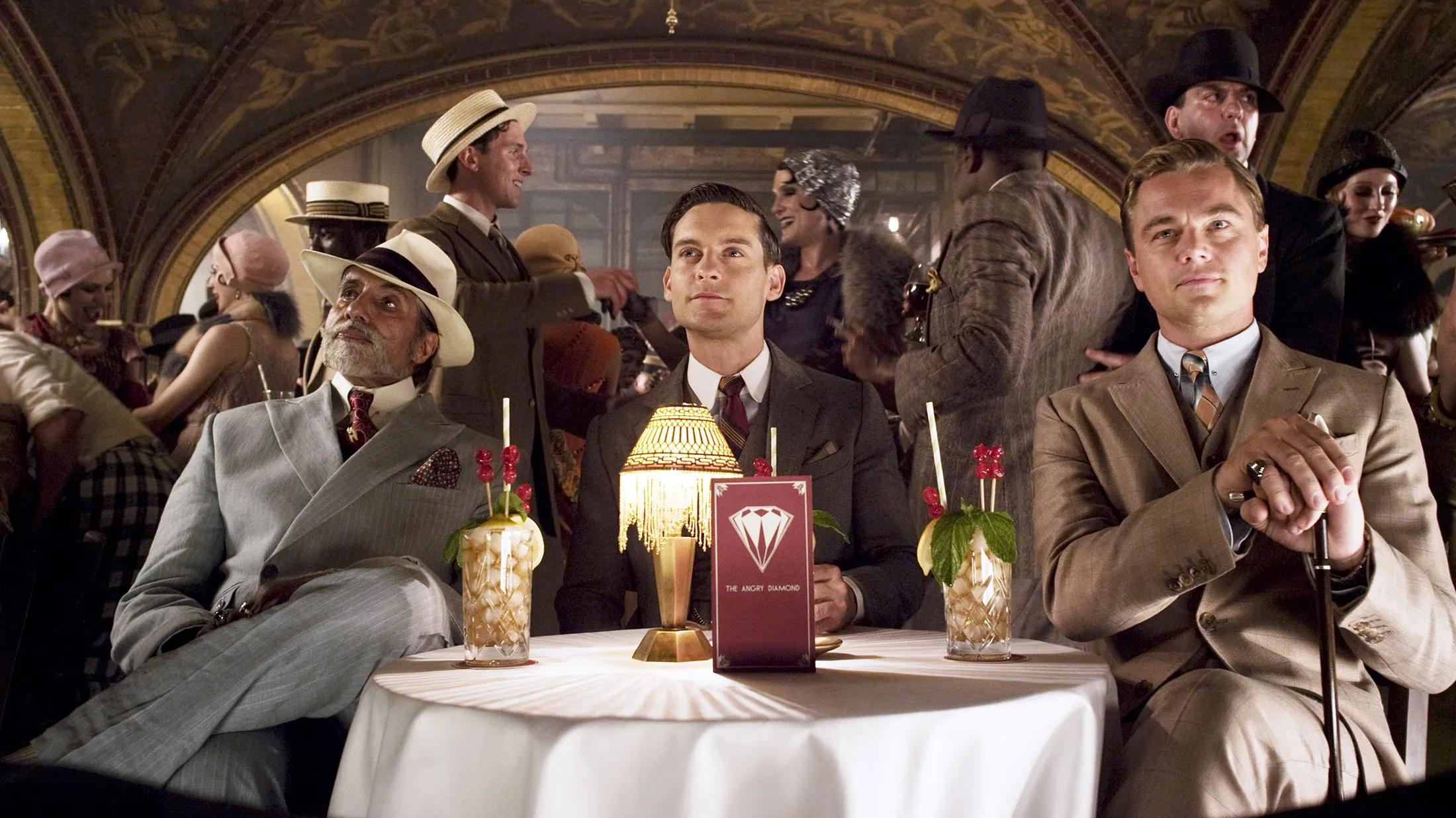Tobey Maguire, center, as Nick Carraway.
