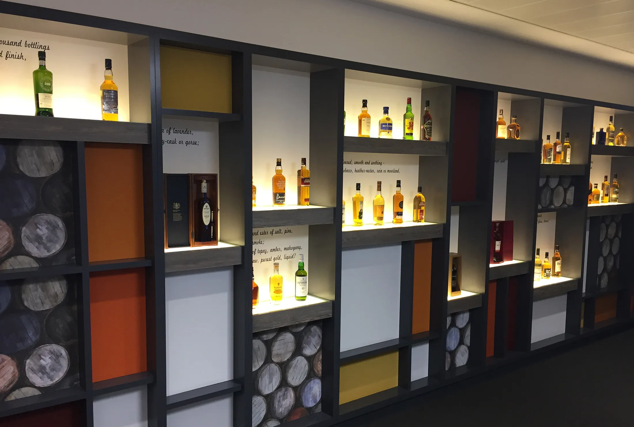 At the Scotch Whisky Association in Edinburgh, visitors are greeted with an array of whiskies made by its members.
