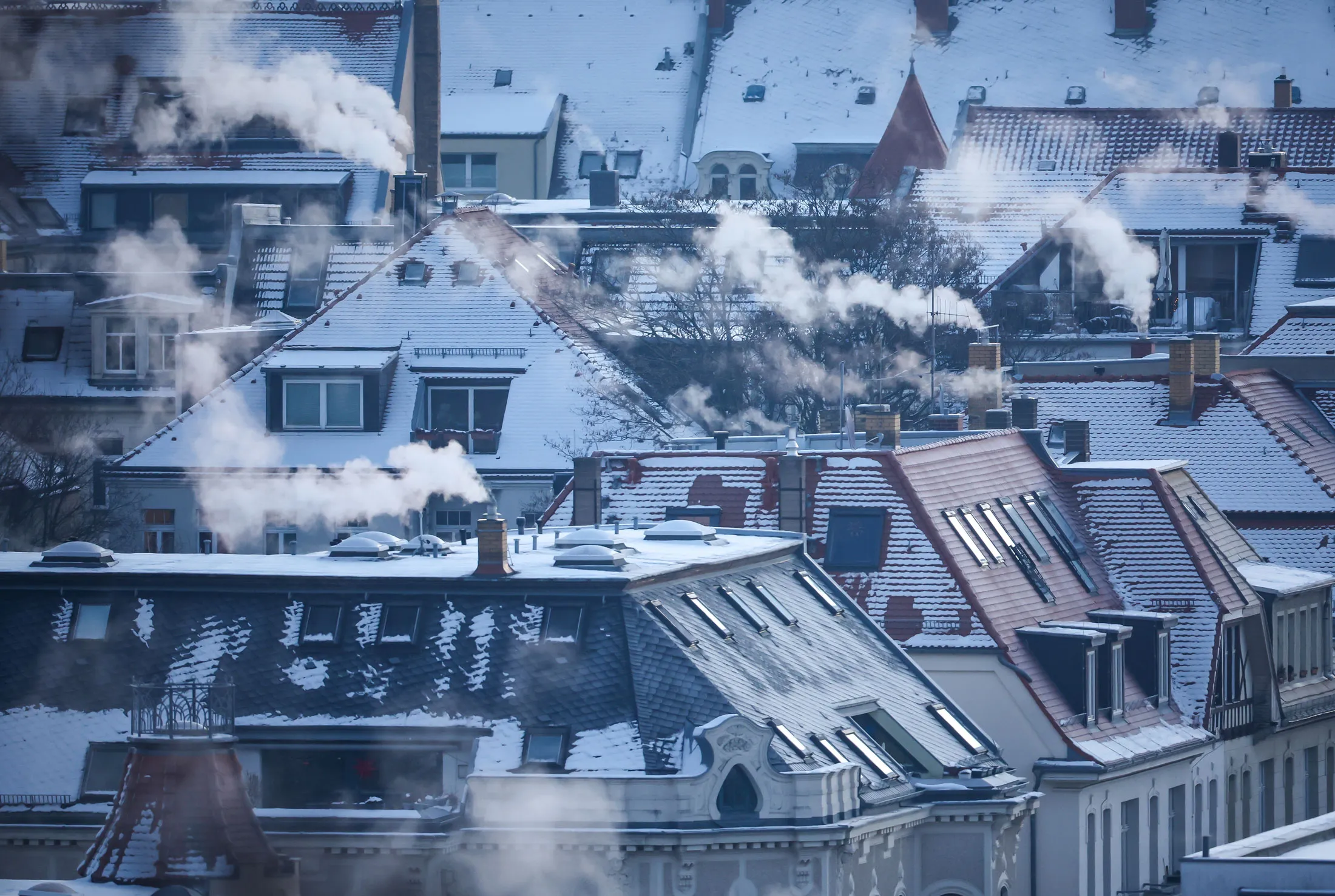 Cold weather in Leipzig, Germany.