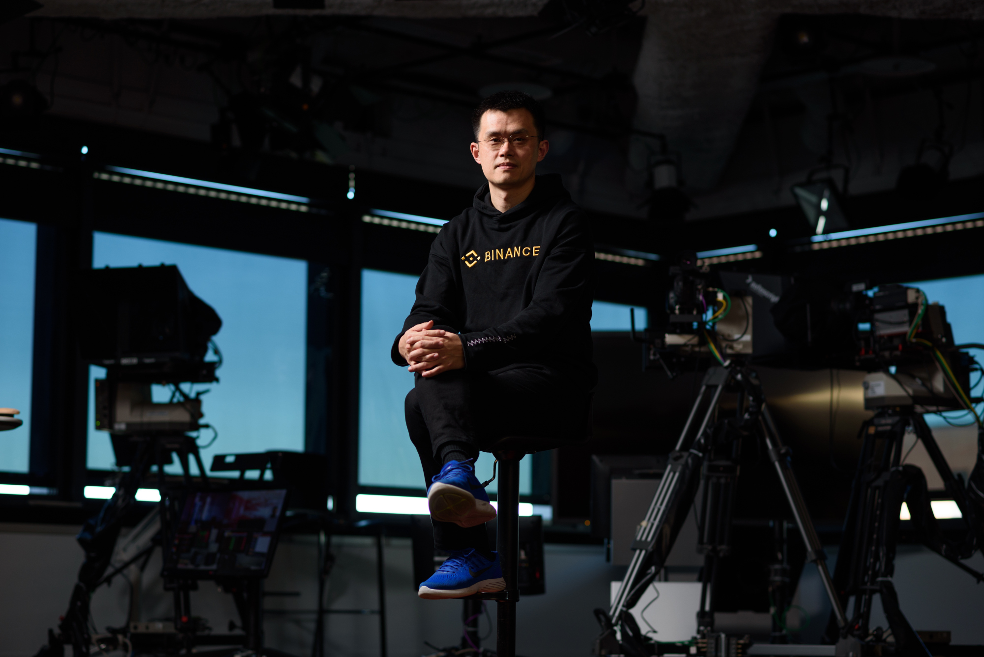 Zhao Changpeng, chief executive officer of Binance, poses for a photograph following a Bloomberg Television interview in Tokyo.