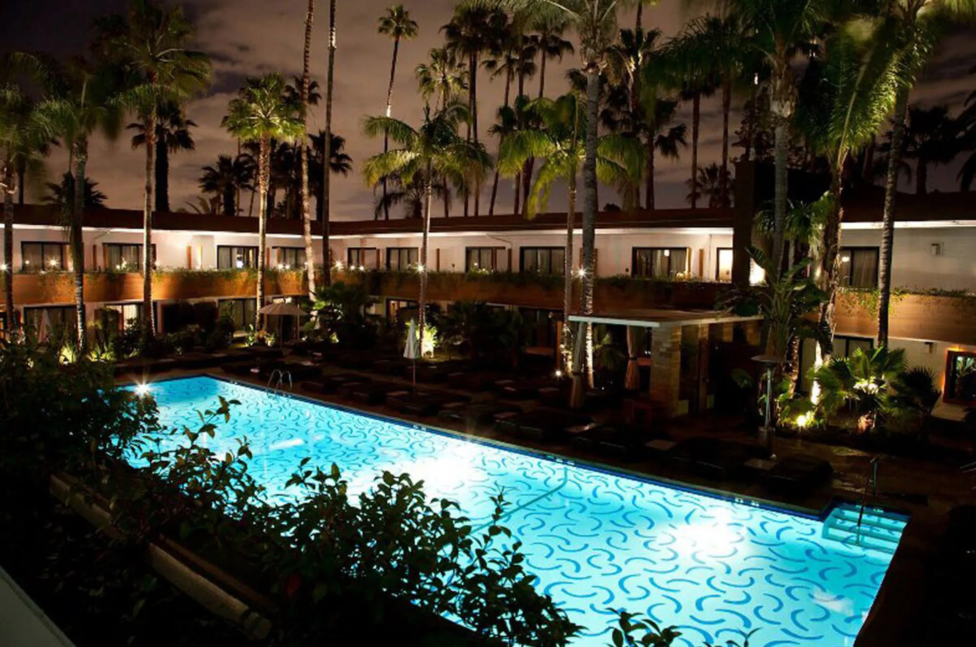 Pool painted by David Hockney at the Hollywood Roosevelt Hotel in Los Angeles.