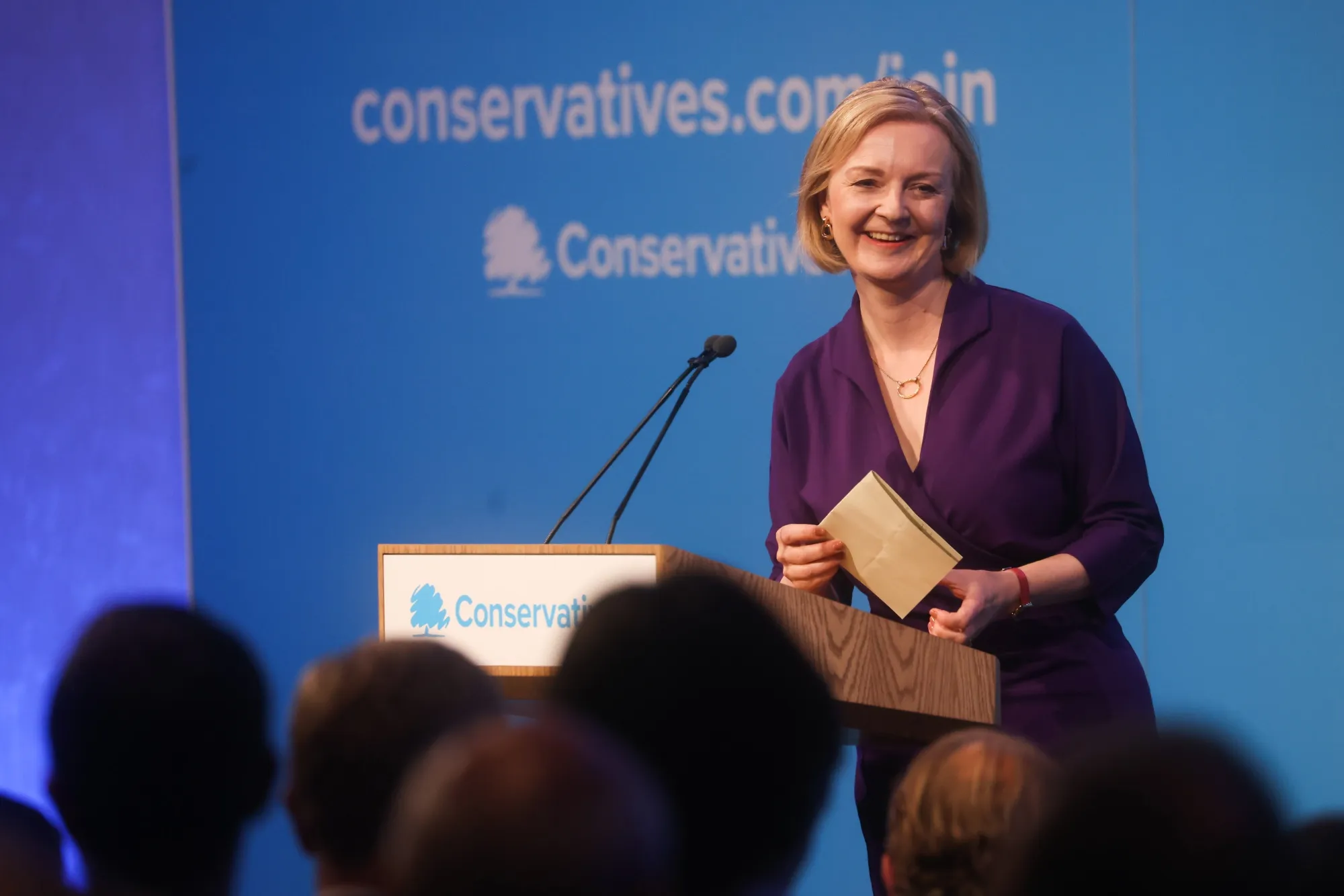 Liz Truss delivers a speech after being announced as the winner of the Conservative Party leadership contest, in London, on Sept. 5.