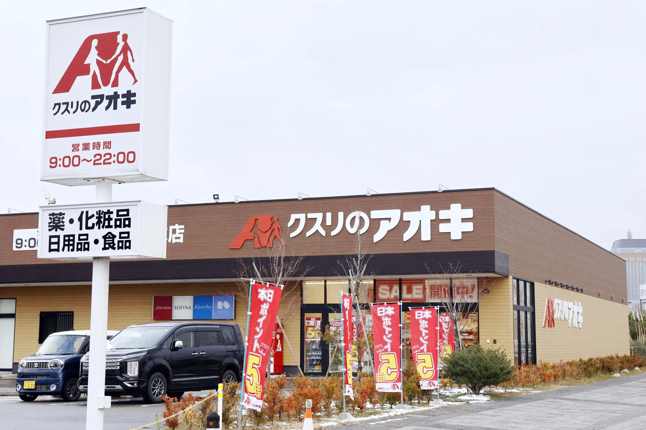 クスリのアオキの店舗（石川県金沢市、1月）