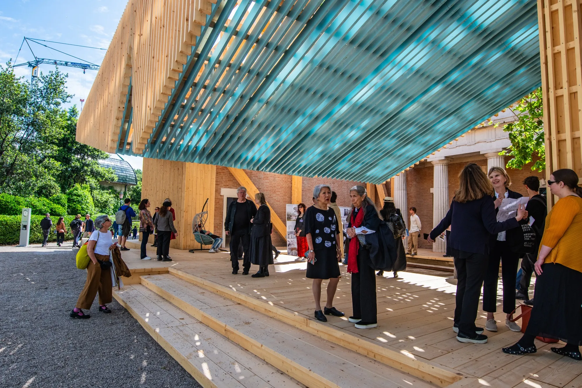 The prominent porch in front of the US pavilion at the Venice Architecture Biennale is designed to suggest “An Architecture of Generosity.”