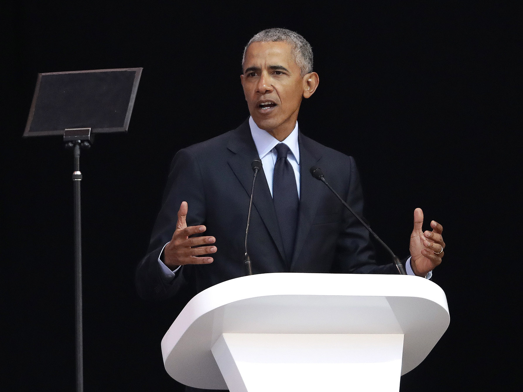 Barack Obama speaks&nbsp;in Johannesburg on July 17.