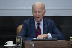 Joe Biden speaks while meeting with Democratic congressional leadership at the White House on Tuesday.