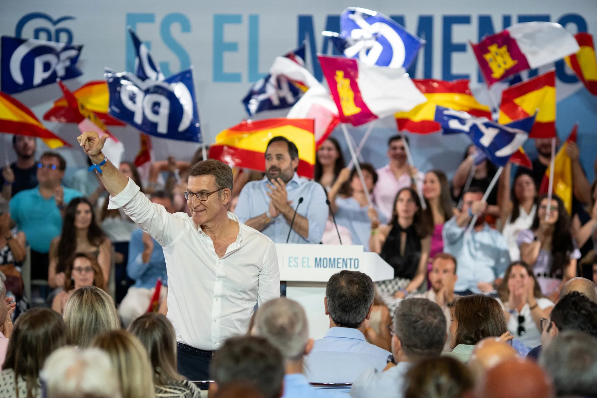Alberto Nunez Feijoo during a campaign rally in Guadalajara, Spain.