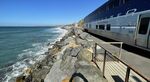 A Pacific Surfliner train makes its way along the coast in San Clemente, California,&nbsp;in October 2021.