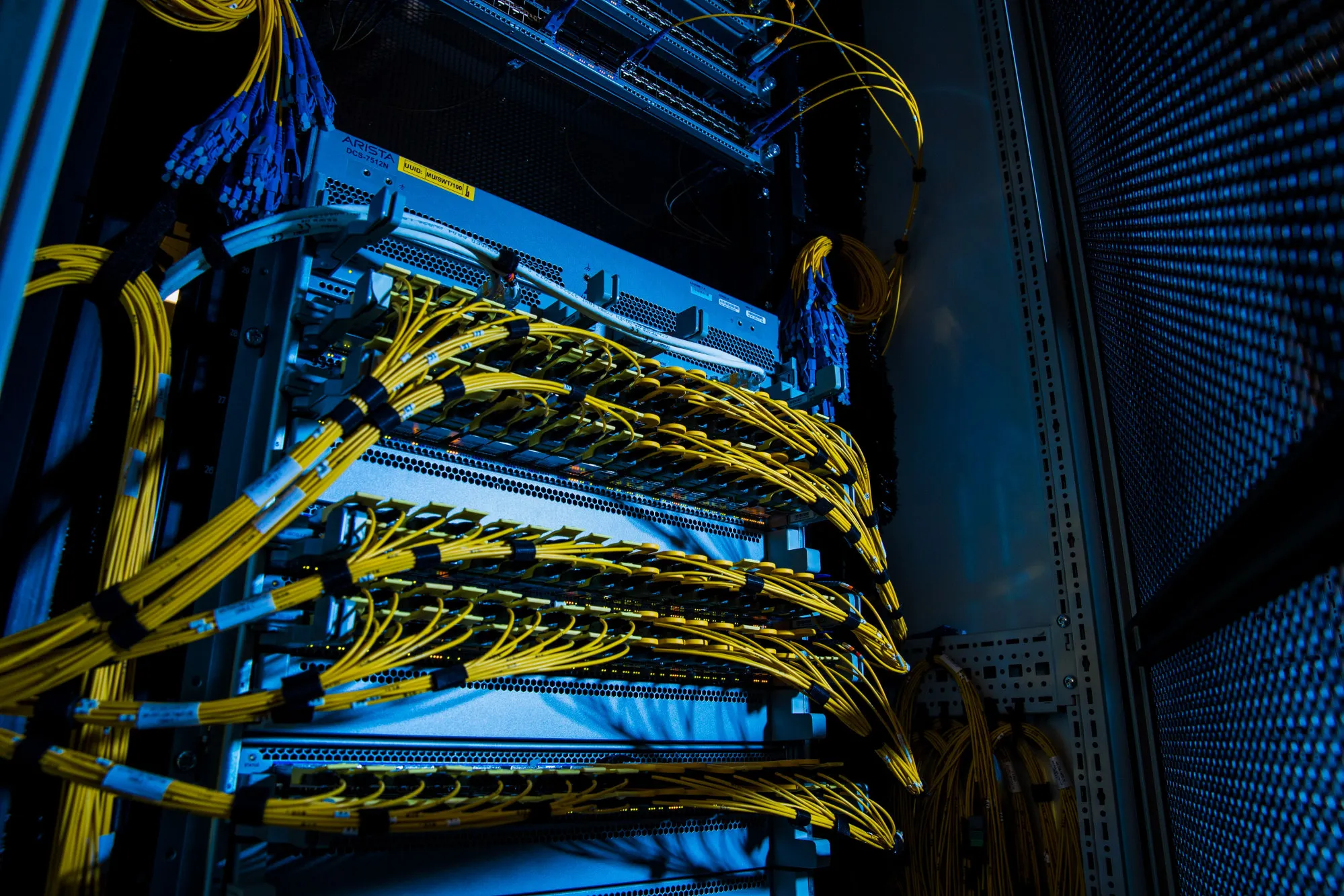 High End Data Cables Feed Into Servers