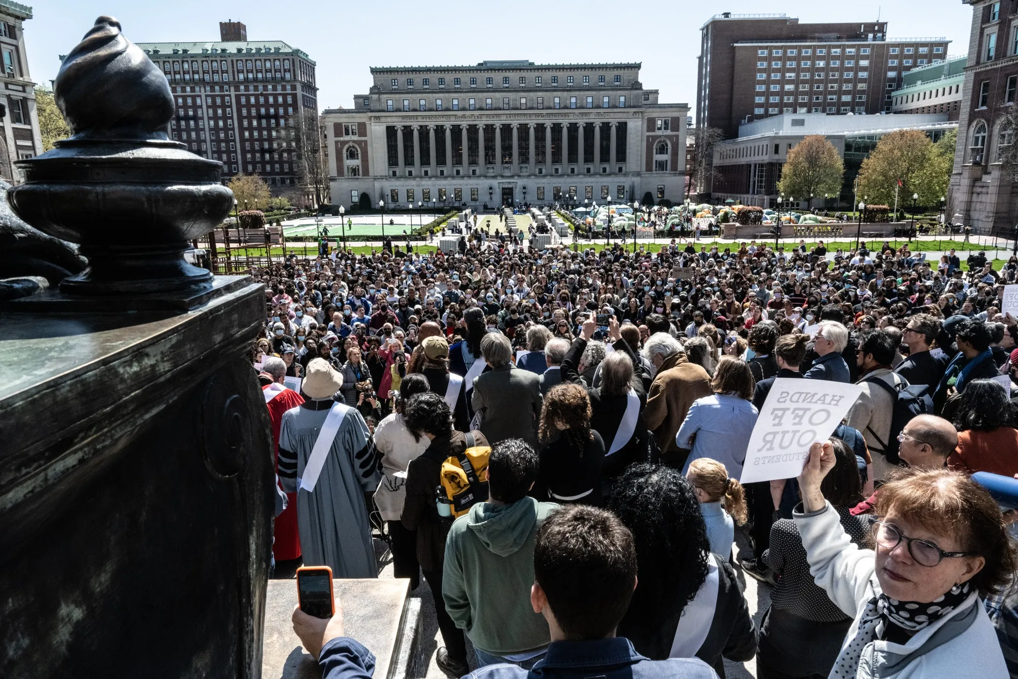 Demonstrators at Columbia University on April 22.