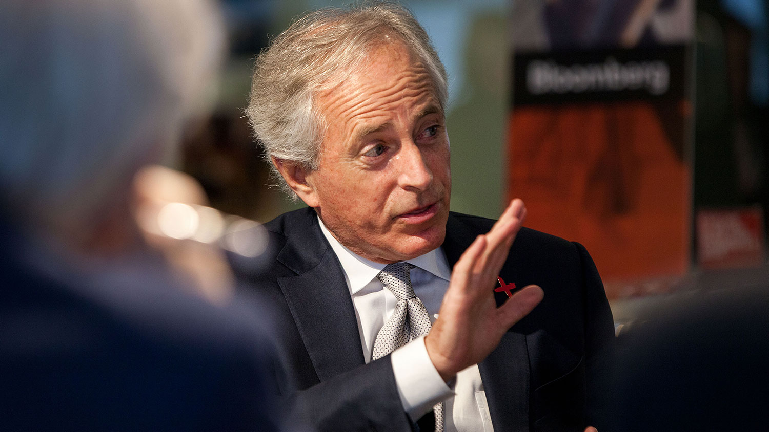 Senator Bob Corker, a Republican from Tennessee, speaks during an interview in Washington, D.C., U.S., on Thursday, Feb. 26, 2015.
