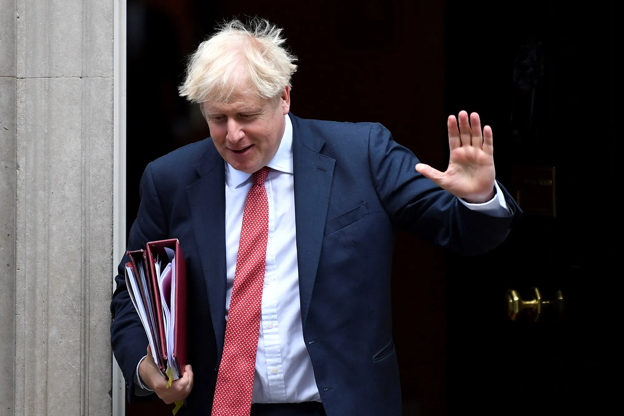 Boris Johnson leaves 10 Downing Street.