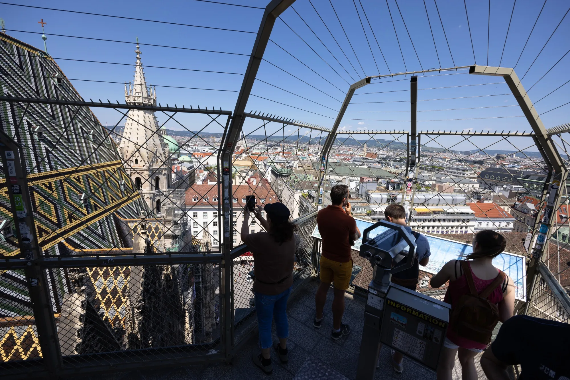 The city skyline viewed from the north tower of St. Stephen's cathedral in Vienna.