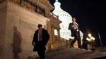 Representative Steven Palazzo, a Republican from Mississippi, left, and Representative Randy Weber, a Republican from Texas, leave the U.S. Capitol following a budget deal vote in Washington, D.C., U.S., on Thursday, Dec. 12, 2013.
