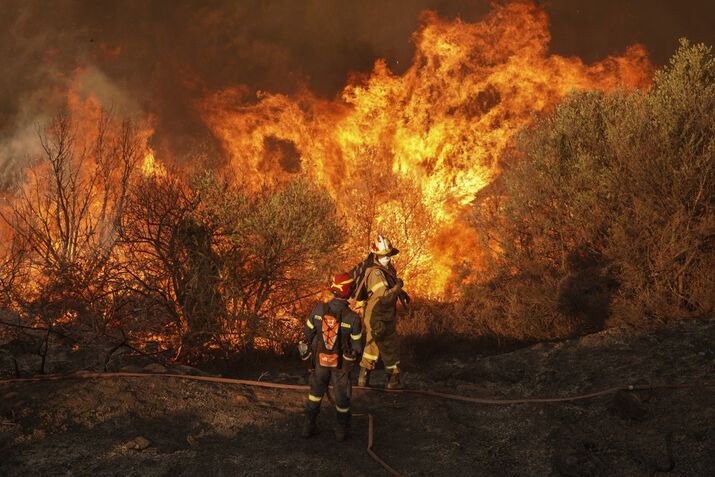 Wildfires Burn On Greek Island Of Evia