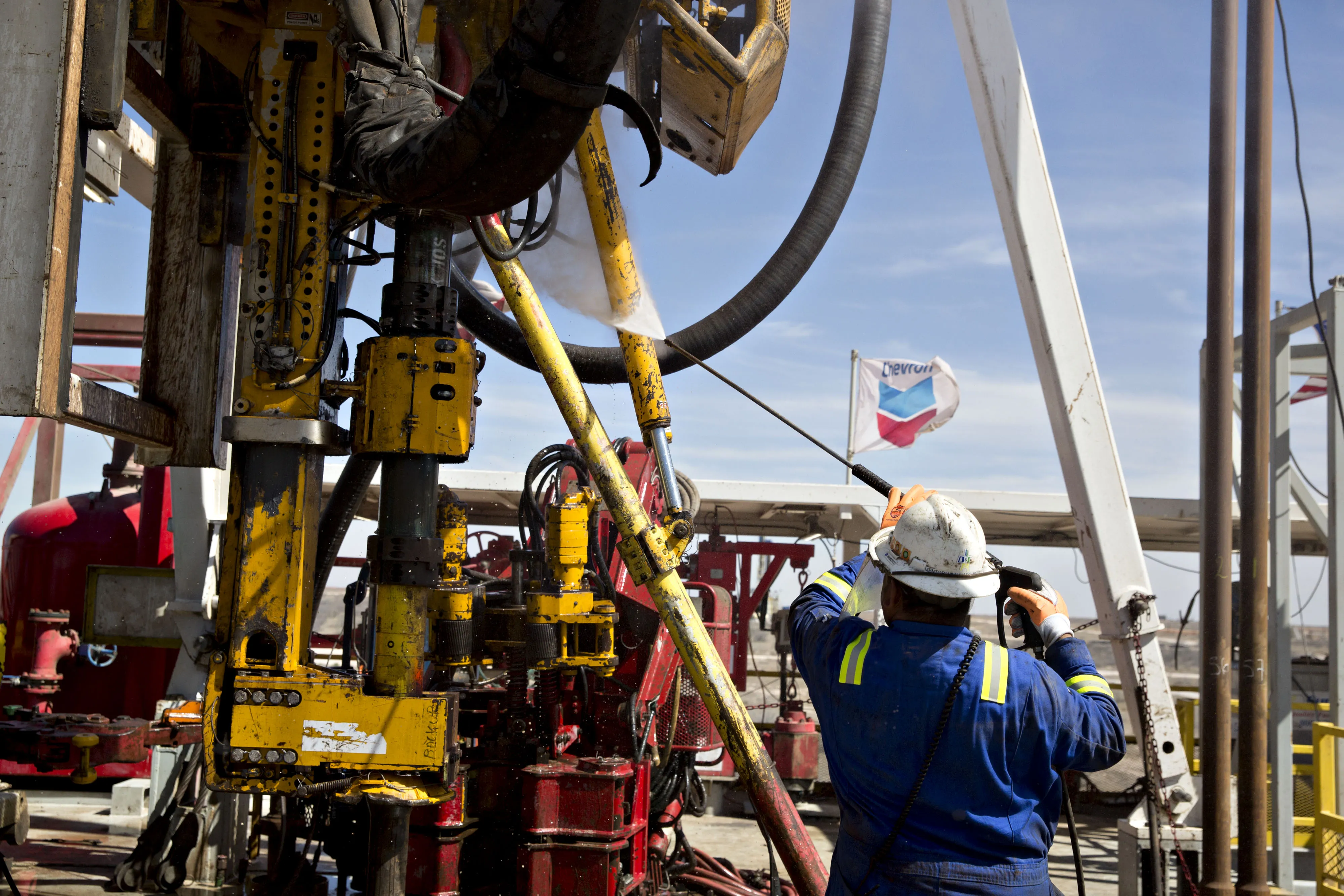 A Chevron Corp. rig in the Permian Basin near Midland, Texas.