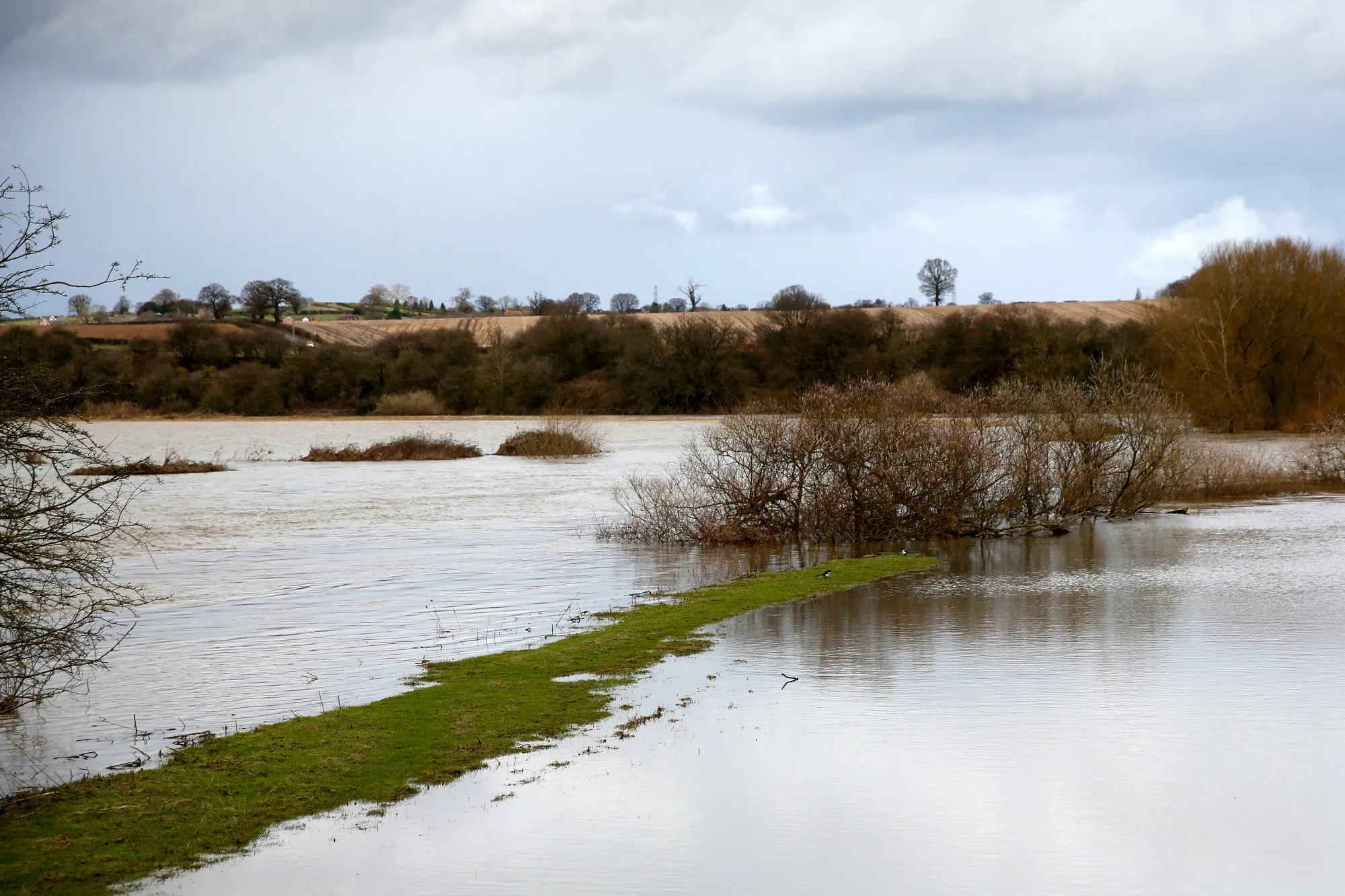 Flood waters cover&nbsp;farmland in Cressage. U.K., on Feb. 29.