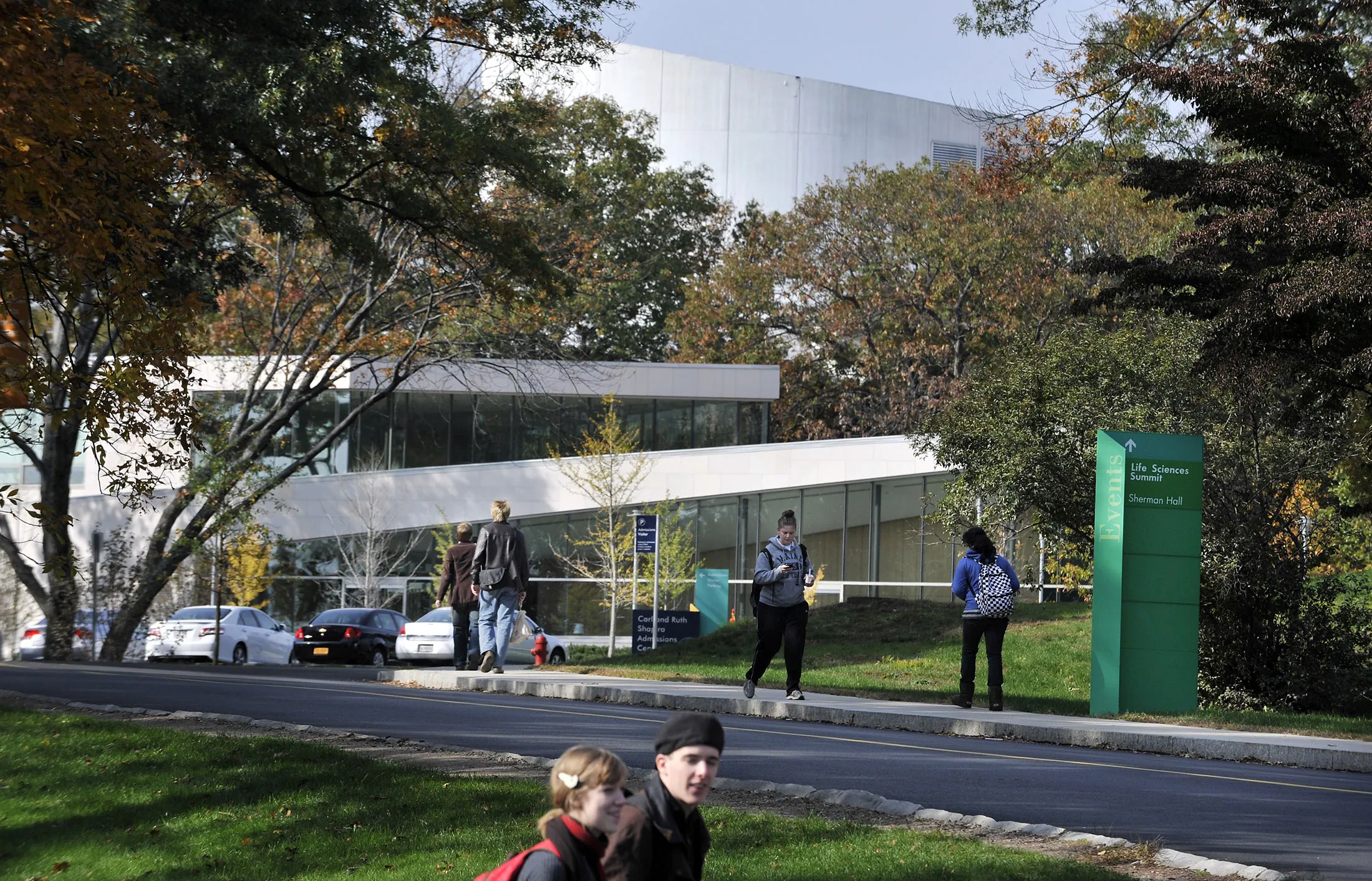 Students walk on the campus of Brandeis University in Waltham, Mass., in 2010.
