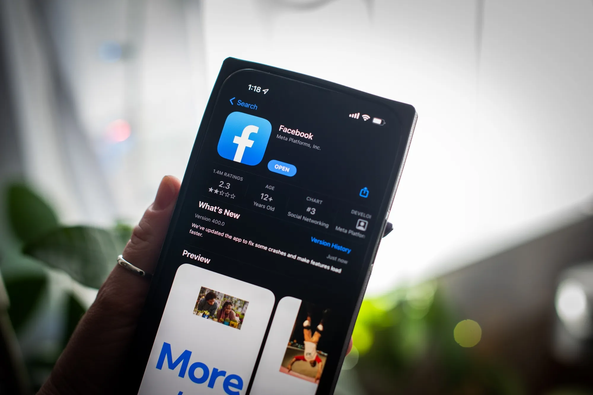 The Facebook application on a smartphone arranged in Hastings-on-Hudson, New York.