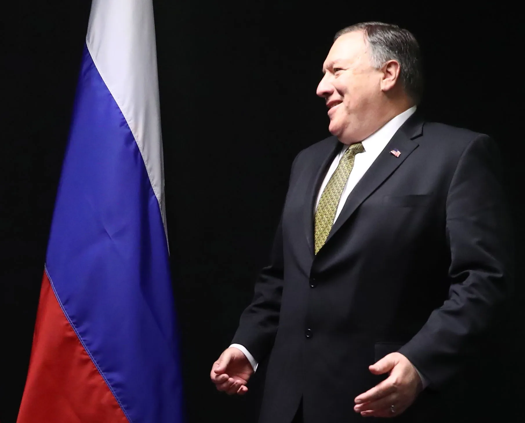 Mike Pompeo during talks with Russia's Foreign Minister Sergei Lavrov.
