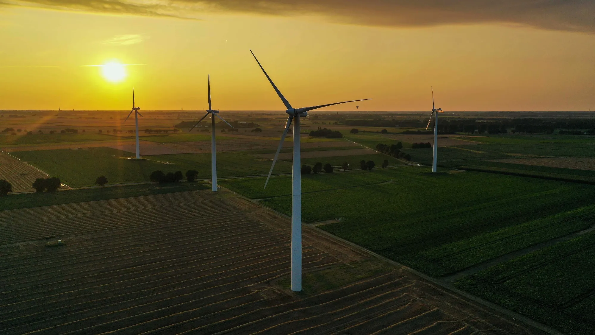 RWE AG Lignite Mine and Windfarm As Climate Scientists Call For Rapid End of Fossil Fuels 