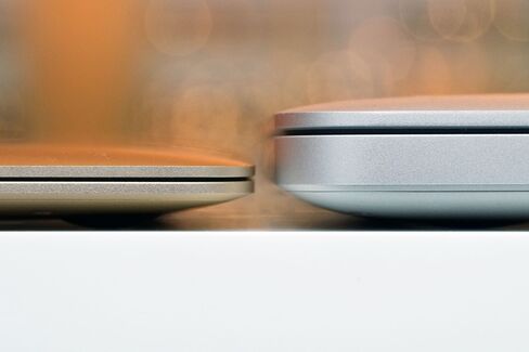 At 13.1mm the MacBook is almost 30 percent slimmer than the MacBook Pro.